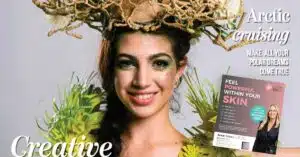 Woman with artistic makeup and decorative headpiece part of cover of My Weekly Preview magazine