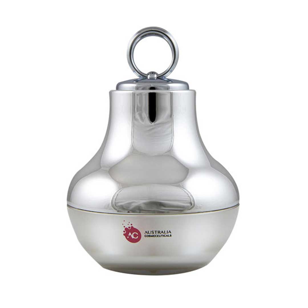 Australia branded silver perfume bottle on white background